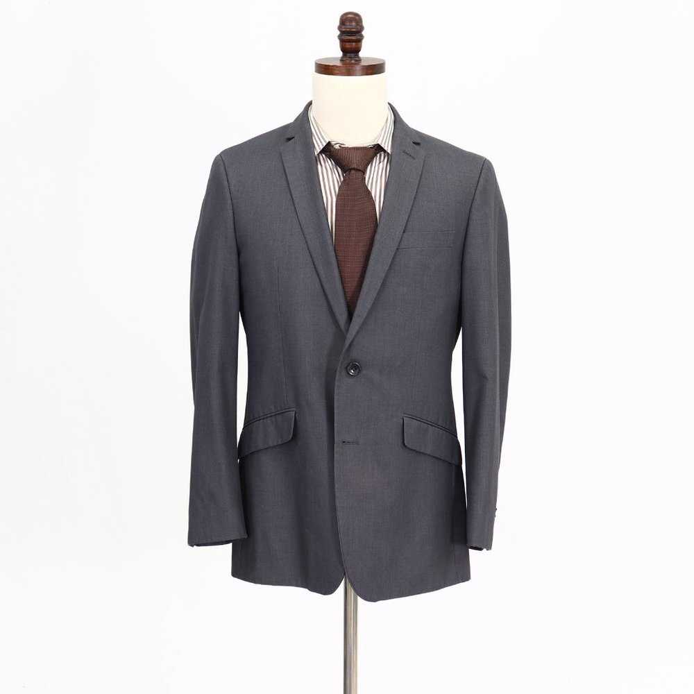 Kenneth Cole 40R Gray Solid 2-Button Sport Coat Blazer Jacket B528